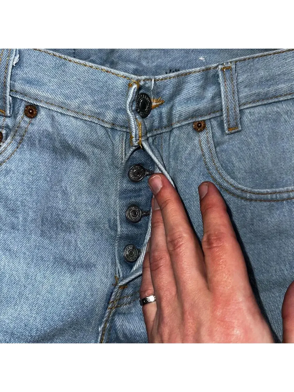 Levis 701 Vintage 90s USA XX Straight Leg Jeans Blue Light Wash 501 Rare 25x32